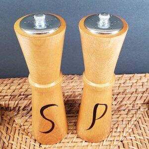Vintage Danish Mid-Century Modern 6" Hourglass Wooden Salt & Pepper Shakers